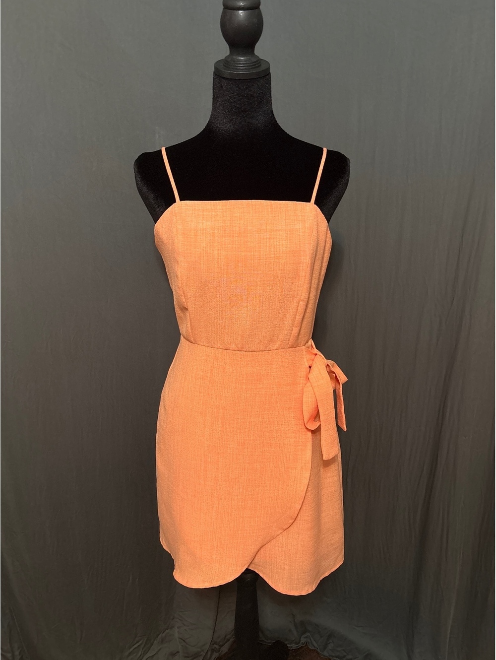 Altar’d State Women's Peach Sleeveless Wrap Dress with Tie Waist